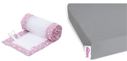 babybay Nestchen Mesh-Piqué/Bettumrandung für Beistellbett/Stoßschutz & Jersey Spannbetttuch Deluxe passend für Modell Original, grau, 1 Stück (1er Pack)