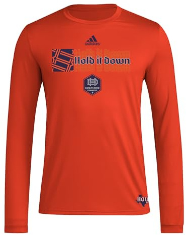 adidas Men's Houston Dynamo Pre-Game Long Sleeve T-Shirt Houston Dynamo Pre-Game Long Sleeve T-Shirt