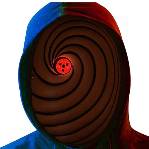 Funjoyz Uchihaas Maschera di Obitoos,Halloween Led Maschera Horror,Universale Halloween Maschera Per Adulti Uomo Donna Carnevale Cosplay Festa dei Mascherata Party,A2