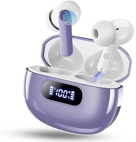 Bluetooth Kopfhörer, In Ear Kopfhörer Kabellos Bluetooth 5.3 mit 4 ENC Noise Cancelling Mic, 2025 Neue Kopfhörer Kabellos LED Anzeige, 48Std Earbuds, HiFi Stereo IP7 Wasserdicht Ohrhörer für Arbeit