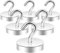 Neosmuk 100lb+ Extra Strong Magnet with Hook for Fridge,Heavy Duty Cruise Hook for Ceiling,Small Magnetic Holder for Van, Tool(Silver, Pack of 6)