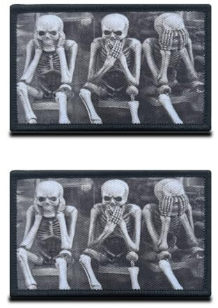 2 Stück Witzig Schädel Bruder Bestickte Applikation Lustiges Biker Fun Moral Patches für Taktische Airsoft Cosplay Paintball Kleidung Rucksack Uniform Hunde Weste