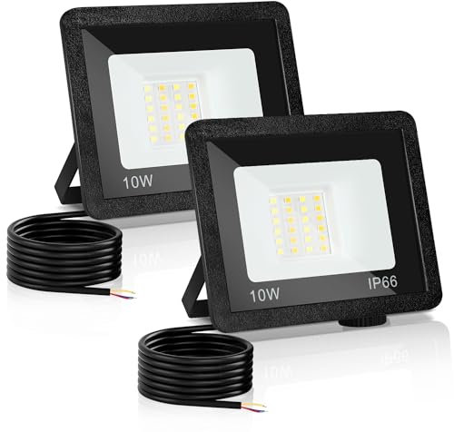 Yakimz LED Strahler Außen, 2 Stücke 10W LED Scheinwerfer Fluter, IP66 Wandleuchte Superhell Aussenleuchte, 3 Einstellbare Farbtemperatur, für Garten Garage Haus Hof Haus, 230V