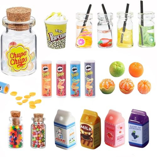 Wichtel Zubehör Miniatur Deko SüßIgkeiten Weihnachten, Puppenhaus Zubehör Mit Lolli Gummibärchen,Wichtelzubehör SüßIgkeiten Und Trinken Set