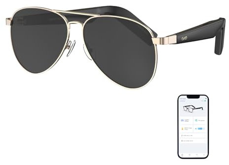 GetD Wireless Bluetooth Glasses for Men and Women,Smart Glasses Open Ear Voice Control and Calling with Speakers,Bluetooth Glasses for Indoor Outdoor UV Protection Waterproof (Polarized Lens 2)