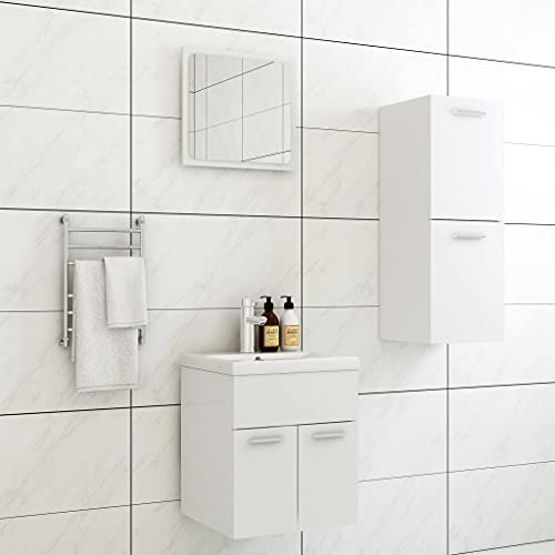 LAPOOH Conjunto de Muebles de baño Madera contrachapada Blanco, Muebles para Baño, Muebles para Lavabo, Armario Baño - 3070991