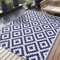 Homaxy Waterproof Outdoor Rug, Anti-slip Reversible Plastic Straw Garden Rugs, Easy Cleaning Carpet Patio Area Rugs for Camping, Deck, Beach, Picnic, Backyard (150 x 240 cm, Navy Blue & White)