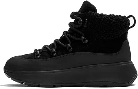 Fitflop Damen F-mode Teddy-collar Warm Suede Lace-up BootiesStiefelette