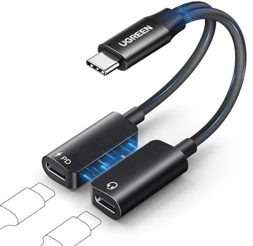 UGREEN Adaptador Magnético USB C a USB C 2 en 1 Adaptador de Auriculares Carga Rápida PD 60W 96Khz 24Bit Compatible con iPhone 16 15 Plus Pro MAX iPad Galaxy S25 24 MacBook Air Pro PS5 4 Xbox