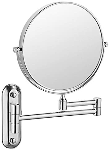 ZXXDSMYF Vanity Mirror Makeup Mirror Wall Mount, Bathroom Mirror 6inch 360 Rotating Double Sided Round Cosmetic Mirror Shaving in Bedroom,Sliver_5X