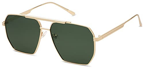 SOJOS Retro Quadratische polarisierte Sonnenbrille Damen Herren Vintage Sonnerbrillen mit UV400 Schutz SJ1161-56”