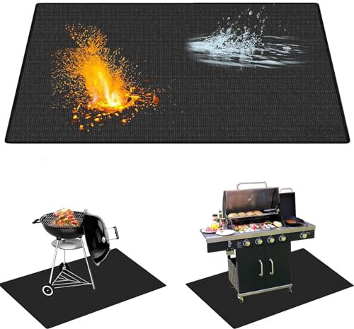 Leerweii Esterilla protectora para el suelo, 120 x 150 cm, base ignífuga, 3 capas, protección contra incendios, alfombrilla de protección para el suelo, base de silicona, fibra de vidrio, para