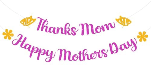 Muttertags-Blumen und Schmetterlings-Banner Dekorationen, exquisiter Muttertags-Hintergrund, Happy Mothers Day Banner Zubehör, Girlanden, Festival-Dekorationen für Party