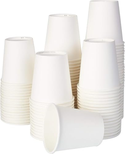 NOVEO 100/300/500/1000/2000/3000 Gobelets en carton pour boissons froides ou chaudes, 200 ml, 7OZ, Blanc jetables (300)
