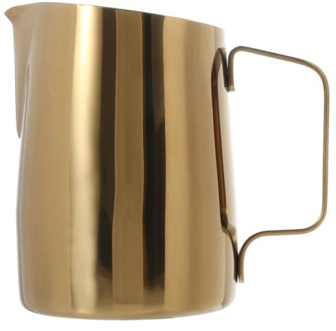 Milchkännchen, 420 ml, Espresso-Dampfkrug, Edelstahl, Milchaufschäumer Krug für Latte Art (Gold)