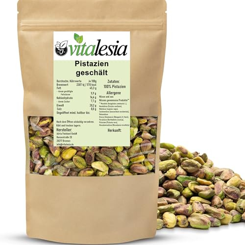 Vitalesia Pistazien geschält 1kg naturbelassen ohne Schale