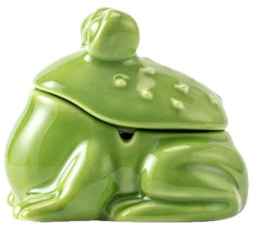 Cutfouwe Ceramischer Frosch-Mülleimer - 9.6x7.3cm - Kleiner Abfallkorb für Home, Office & Küche,Grün