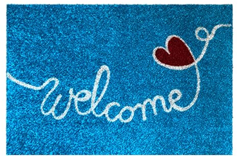 Akzente Listen Lovely Welcome - Turquoise 50 x 70 cm, Polyamid & TPE, rutschfest, trittschalldämmend, PVC-frei.