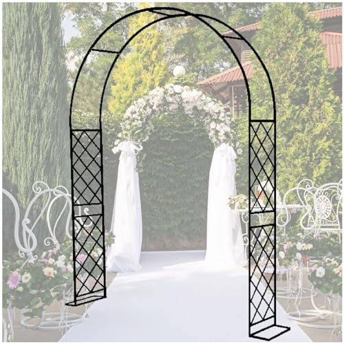 270 cm H Stahl-Gartenbogen-Gartenlaube, Spalier für Kletterpflanzen im Freien, robuster Rosenbogen-Metallrahmen für Hochzeitsbögen
