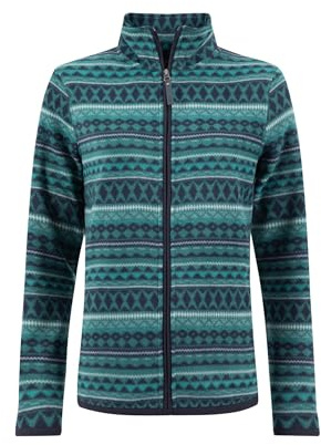 Weird Fish Rochelle Full Zip Printed Microfleece Cedar Green Size 16. (Jumper/Sweater/Fleece)