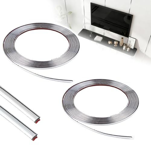 Moulure Murale Adhesive, Moulure Adhesive Decorative Murale, Moulure Autocollante Moulure Auto Adhesive Pour Mur, Plafond, Sol, Home Decoration, Argent (10m X 4mm)