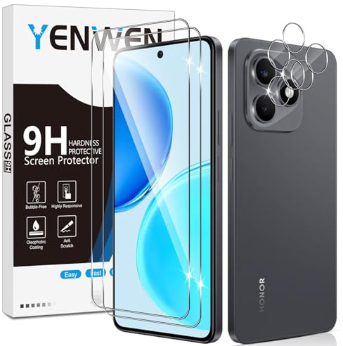 Yenwen 2 Piezas Protector de Pantalla para Honor X8d con 2 Piezas Protector de Lente de Cámara, Ultra HD Cristal Templado para Honor X8 d, Dureza 9H, Anti Arañazos, Sin Burbujas