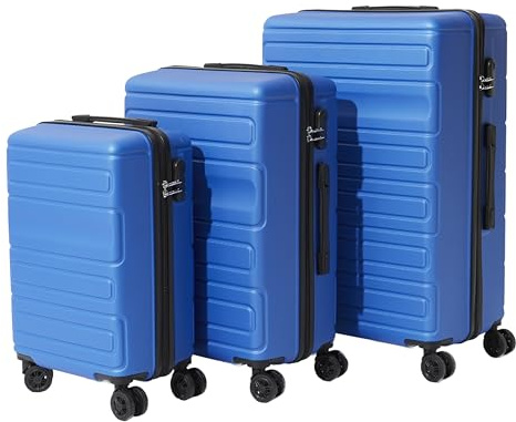 Jet Lag - VO00052-3er Set Hartschalenkoffer Acapulco - Kabine 45L - Mittel 70L - Groß 90L - ABS Schale - 360° Drehrollen - Sicheres Schloss - Elegantes Design - Blau