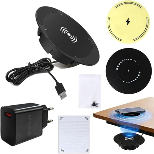 Invisible Under-Desk Wireless Charger-Sleek, Hidden Fast Charging Pad, Under Table Long Distance Hidden Charger, Space Saving Installation for Office Home Desk