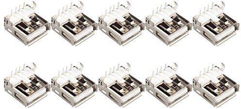 Futheda 10PCS USB presa jack connettore tipo A femmina PCB Mount 4-pin 90 gradi