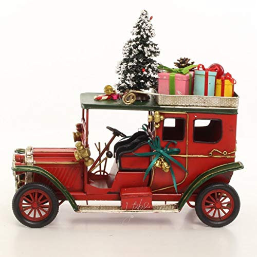 clever-deko Nostalgie Blechauto Oldtimer Retro rot Weihnachtsdeko Weihnachten Christmas Weihnachtsmannmobil