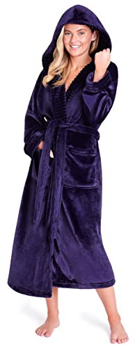 CityComfort Accappatoio da Donna con Pelo Morbido Girls Kimono Gowns Vestaglia Accappatoio in Pile - Nastro Avvolto Regalo di Natale (Viola Profondo, M)