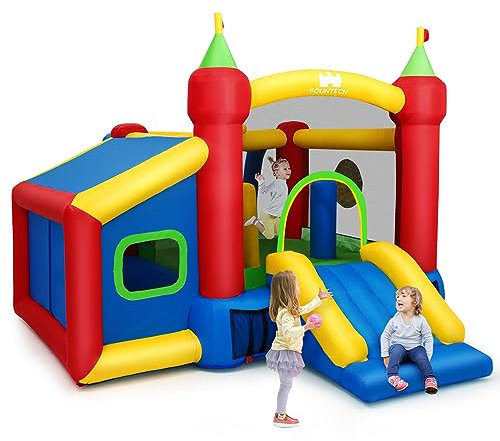 COSTWAY Castillo Hinchable para Niños 380 x 305 x 215 cm Infantil Castillo Inflable con Tobogán (sin soplador)