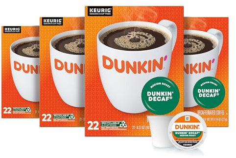 Dunkin' Decaf Medium Roast Coffee, 88 Keurig K-Cup Pods