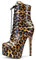 Castamere Donna Plateau Stivali alla Caviglia Cerniera Lacci Boots Tacco a Spillo 15CM High Heels Marrone Leopardo Scarpe EU 35