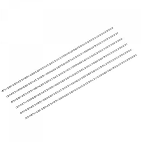 sourcing map HSS(High Speed Steel) Extra Long Twist Drill Bits, 2.5mm Drill Diameter 200mm Length 6 Pcs