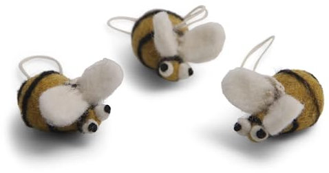 En Gry & SIF - 16213 - Baumanhänger, Set 3 Bienen, Filz, 3,5cm, Handarbeit
