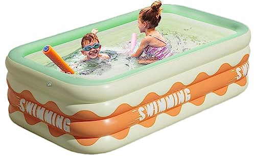 Aufblasbarer Rechteckiger Planschbecken, Anti-UV Anti-Fading Anti-Kratzer Großer Planschbecken Für Kinder Familienpool Tragbarer Leichter Faltbarer Planschbecken Für Erwachsene Familien