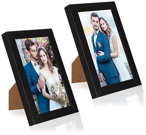 XhjzgcTech Paquet de 2 cadres photo 10x15cm pour mur et table, cadre photo familial en plastique 4x6 in pour cadres photo à affichage vertical ou horizontal