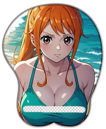 One Piece NaMi animé 3D Tapis de Souris Support de Poignet en Motif Dessin, Tapis de Souris Stéréoscopique, pour Bureau, Ordinateur Portable