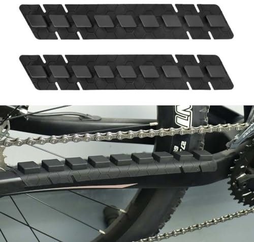 CYSKY Fahrrad Kettenschutz Silikon Aufkleber 2 Stück, MTB Rahmen Kettenstrebenschutz, 3M Kleber Backing Klebrig Gut, Langlebig, Leicht (Silikon Airbag Stil)