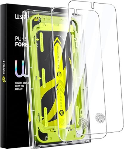 WSKEN for Samsung Galaxy S25/S24 Screen Protector,[Auto-Dust Removal][Support Fingerprint Unlock] HD Clear Full Coverage Screen 9H Hardness Tempered Glass with Dust Clean Easy Installing House,2 Pack