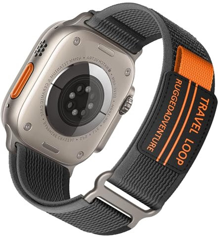 Trail Loop for Apple Watch Strap 41mm 40mm 38mm 42mm 46mm 44mm 45mm 49mm iWatch Straps Men/Women,Nylon Sport Strap for Apple Watch Series 10 9 8 7 6 5 4 3 SE/2,Black Grey/Nylon