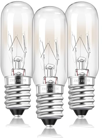 3 Pack 15W T18 E14 Mini Wax Warmer Light Bulb, Scentsy Wax Burner Bulbs Dimmable, Warm White 2700K, Small Edison Screw SES Salt Lamp Bulbs 230V, Pygmy Bulb for Plug in Wax Melt Burner