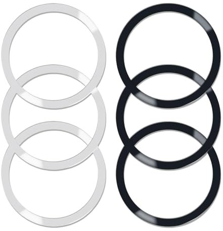 6 Pieces Universal Metal Ring Stickers, Magnetic Base Compatible Accessories, Compatible with iPhone/Samsung/Android All Phones, Lightweight Portable Plate, Detachable (Black)