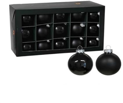 15 STK Glaskugeln 4cm Christbaumkugeln schwarz Weihnachtskugeln 40mm Glas Kugeln o606 Weihnachtsdeko Baumschmuck Weihnachten Baumdeko Hänger Kugeln matt glänzend