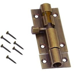 Leliafleury Door Bolt Lock 2 Inch Brass Door Latch Barrel Sliding Bolt Solid Security Lock Latch for Bathroom Bedroom Shed (Bronze)