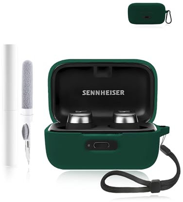 Silicone Protective Case for Sennheiser MOMENTUM True Wireless 4 Earbuds - Durable and Eco-Friendly Bluetooth Earphone Cover with Precise Holes - Dark Green