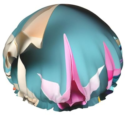 Bonnet de douche imprimé grue en papier origami – Double couche, respirant, sangle élastique réglable, essentiels de voyage durables