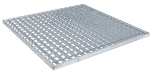 Tomostar Grille de Drainage, Grille Caniveau Extérieur Couvercle de Drainage Grilles Caillebotis Acier Galvanisé Argent 60x60x2 cm