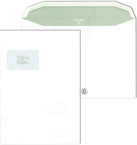 Envirelope Kuvertierhüllen DIN C4 ISK nassklebend Recycling weiß 90 g/m² CO2-neutral mit Fenster